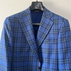 NEW - Loro Piana Navy Blue Plaid Wool Silk & Linen Jacket 50/40